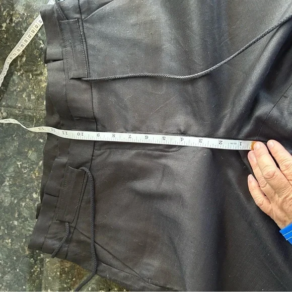 White House Black Market linen blend wide leg crop pants. Lace detail. EUC - Picture 13 of 15